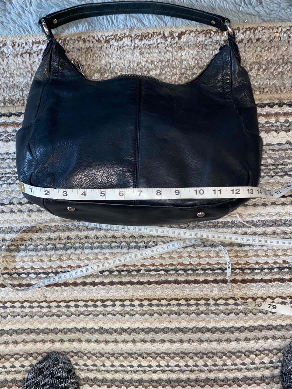 Cole Haan Black pebble Leather Shoulder Bag with Gold-Tone Accents - Picture 16 of 16